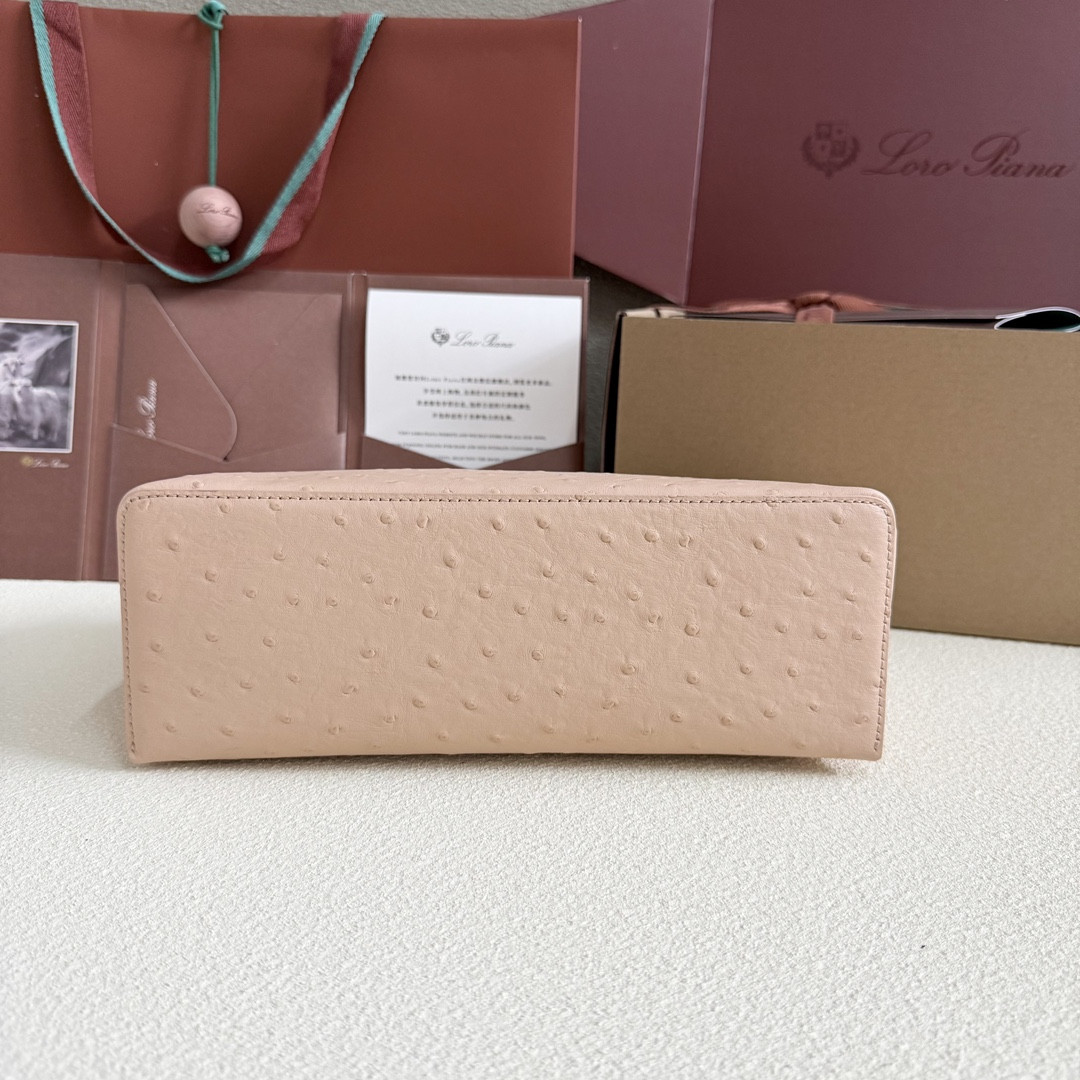 Loro Piana Extra Pocket L27 Ostrich-grained Leather 16x27x10cm