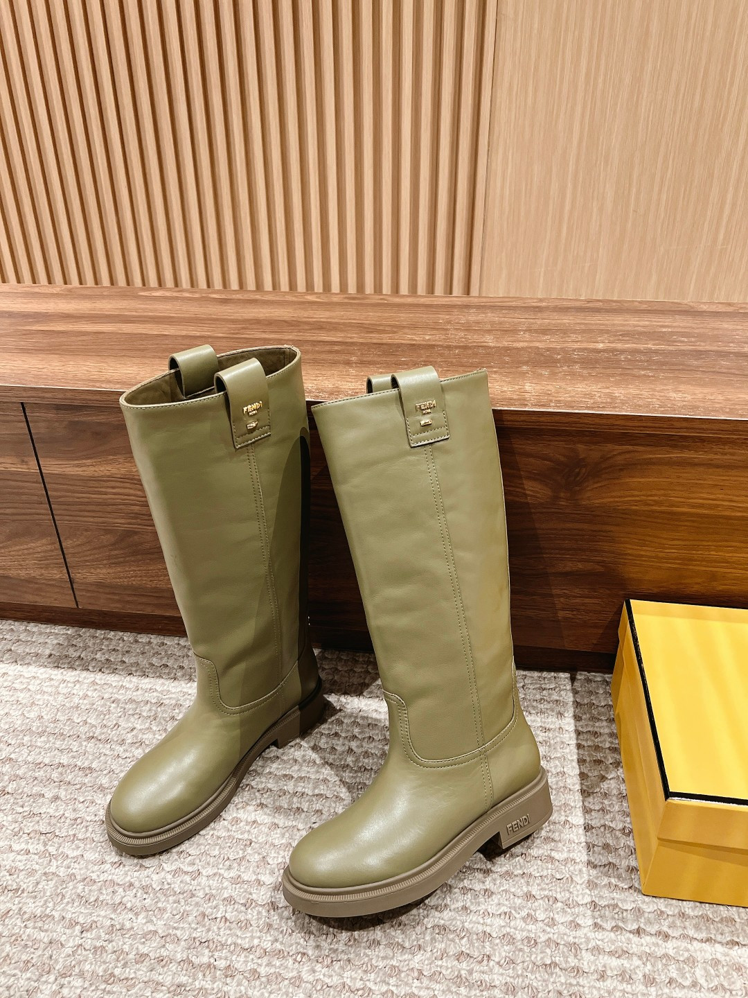 UA Fendi Filo Green Leather Boots