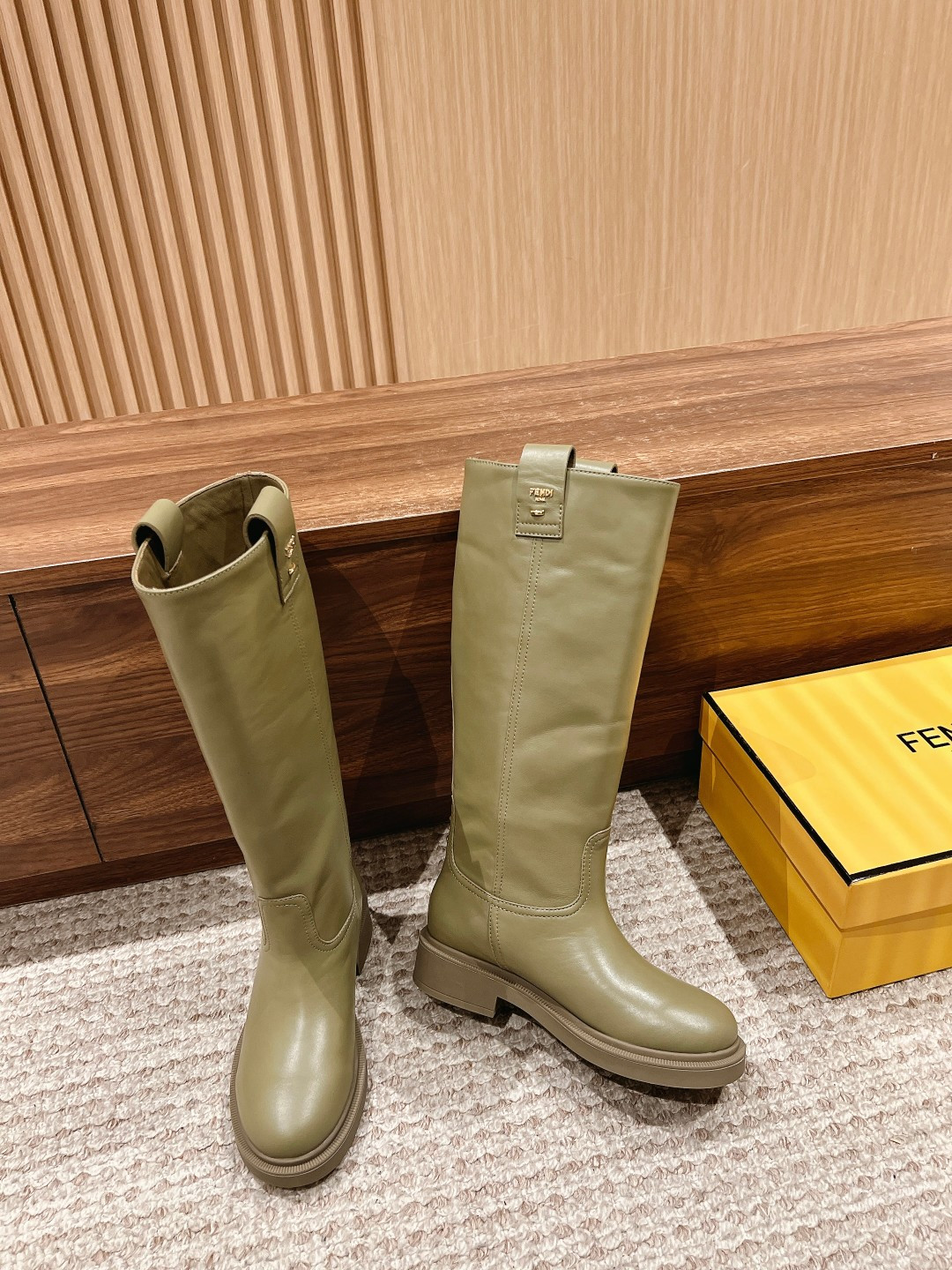 UA Fendi Filo Green Leather Boots